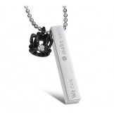Easy to Use Rectangle Titanium Necklace For Lovers With Rhinestone