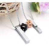 Easy to Use Rectangle Titanium Necklace For Lovers With Rhinestone