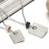 Superior Quality Square Shape Titanium Necklace For Lovers With Rhinestone