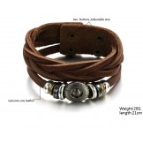 Selling Well all over the World Male Retro Titanium Leather Bangle 