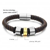 The Queen of Quality Brown Titanium Leather Bangle 