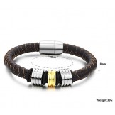 The Queen of Quality Brown Titanium Leather Bangle 