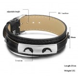 Selling Well all over the World Black Titanium Leather Bangle 