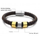 Excellent Quality Male Brown Titanium Leather Bangle 