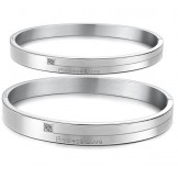 Excellent Quality Concise Titanium Bangle For Lovers With Rhinestone