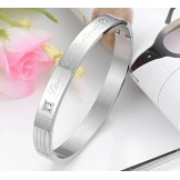 Quality and Quantity Assured Titanium Bangle For Lovers With Rhinestone