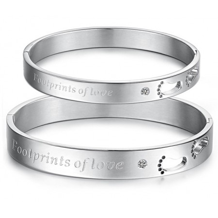 Excellent Quality Titanium Bangle For Lovers With Rhinestone