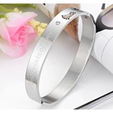 Excellent Quality Titanium Bangle For Lovers With Rhinestone