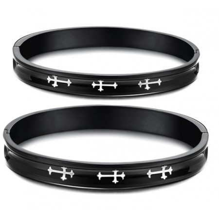 Durable in Use Cross Titanium Bangle For Lovers  