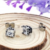 Stable Quality Unisex Titanium Earrings With Diamond