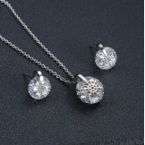 Quality and Quantity Assured Female Snowflake Titanium Necklace And Earrings With Rhinestone