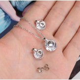 Quality and Quantity Assured Female Snowflake Titanium Necklace And Earrings With Rhinestone