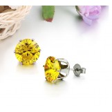 Durable in Use Female Yellow Titanium Earrings With Rhinestone