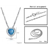 High Quality Female Sweetheart Platinum Plating Titanium Necklace With Rhinestone