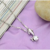 World-wide Renown Female Dolphin Shape Platinum Plating Titanium Necklace With Diamond