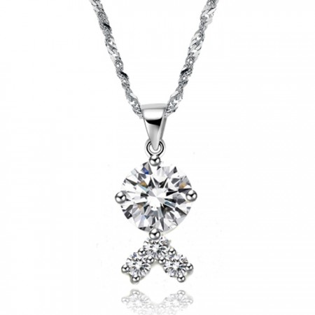 Reliable Quality Female Platinum Plating Titanium Necklace With Rhinestone