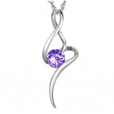 Selling Well all over the World Female Purple Platinum Plating Titanium Necklace With Diamond