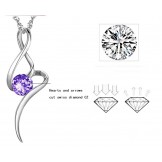 Selling Well all over the World Female Purple Platinum Plating Titanium Necklace With Diamond