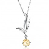Reliable Quality Female Wing Shape Platinum Plating Titanium Necklace With Rhinestone