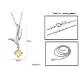 Reliable Quality Female Wing Shape Platinum Plating Titanium Necklace With Rhinestone
