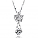 Dependable Performance Female Platinum Plating Titanium Necklace With Diamond