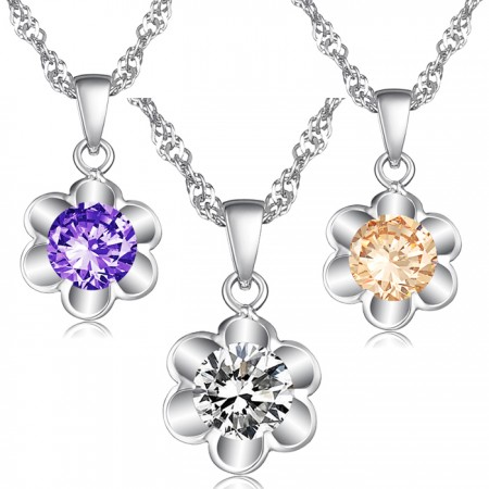 The Queen of Quality Female Pure Platinum Plating Titanium Necklace With Diamond