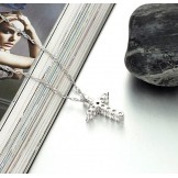 Reliable Reputation Female Cross Platinum Plating Titanium Necklace With Rhinestone