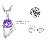 Wide Varieties Female Purple Platinum Plating Titanium Necklace With Diamond