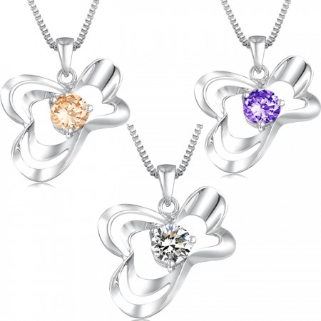Excellent Quality Female Platinum Plating Titanium Necklace With Diamond