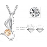 The Queen of Quality Female Wing Shape Platinum Plating Titanium Necklace With Diamond