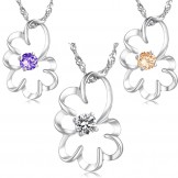 Wide Varieties Female Purple Platinum Plating Titanium Necklace With Diamond