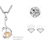 Reliable Reputation Female Swan Shape Platinum Plating Titanium Necklace With Diamond