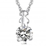 Durable in Use Female Platinum Plating Titanium Necklace With Diamond