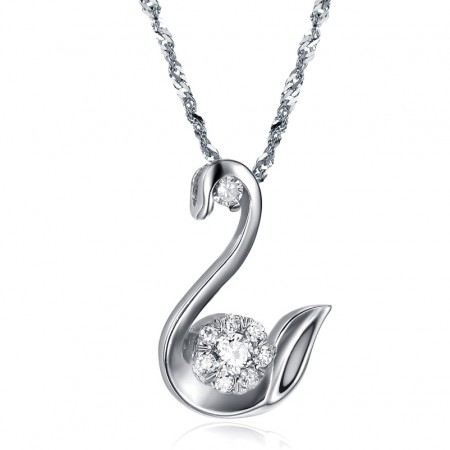 Easy to Use Female Platinum Plating Titanium Necklace With Rhinestone
