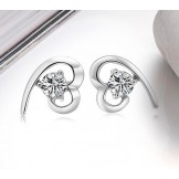 Stable Quality Female Platinum Plating Titanium Earrings With Rhinestone