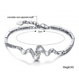 Wide Varieties Female Classic Platinum Plating Titanium Bracelet With Rhinestone