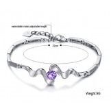High Quality Female Purple Platinum Plating Titanium Bracelet With Diamond