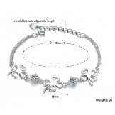 The Queen of Quality Female Clover Shape Platinum Plating Titanium Bracelet With Diamond
