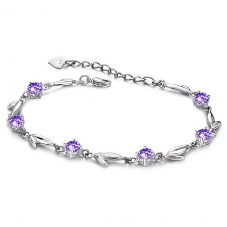 World-wide Renown Female Purple Platinum Plating Titanium Bracelet With Diamond
