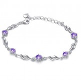 Quality and Quantity Assured Female Purple Platinum Plating Titanium Bracelet With Diamond