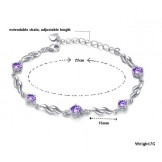Quality and Quantity Assured Female Purple Platinum Plating Titanium Bracelet With Diamond
