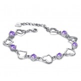 Reliable Quality Female ELegant Platinum Plating Titanium Bracelet With Purple Diamond
