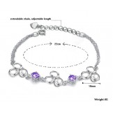 Superior Quality Female Platinum Plating Titanium Bracelet With Purple Crystal