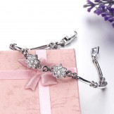 The Queen of Quality Female Plum Flower Shape Platinum Plating Titanium Bracelet With Diamond
