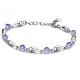 Durable in Use Female Purple Platinum Plating Titanium Bracelet With Diamond