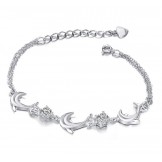 High Quality Female Dolphin Shape Platinum Plating Titanium Bracelet With Diamond