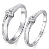 Quality and Quantity Assured Platinum Plating Titanium Ring For Lovers With Rhinestone