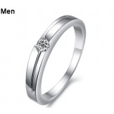 Stable Quality Platinum Plating Titanium Ring For Lovers With Rhinestone