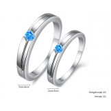 Excellent Quality Blue Platinum Plating Titanium Ring For Lovers With Rhinestone