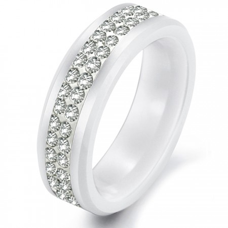 The Queen of Quality Tungsten Ceramic Ring With Rhinestone